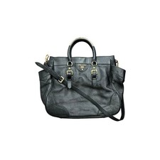 Prada Soft Grace Calf Leather Shoulder Bag Tote Black picture