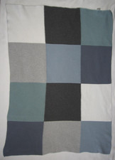 Elegant Baby Blanket Blue Gray Cream Patchwork Color Block Knit 100% Cotton picture