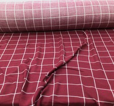 Challis Rayon Apparel Fabric Burgundy White Plaid F220 picture