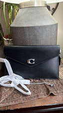 Authentic Coach 1941 black smooth Leather flap magnetic closure Clutch/Crossbody picture