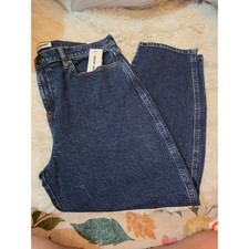 NWT DKNY Jeans Mid Rise Barrel Leg Jeans - Dark Wash Blue - Size 31P / 31 Petite picture