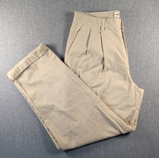 Vtg 90s Pleated Cuffed Trouser Pants Authentic Laundered Khakis 32x30 Brown EUC picture