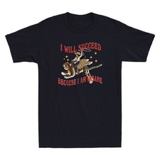 I Will Succeed Because I'm Insane Funny Cowgirl Ride Tiger Graphic Men's T-Shirt picture