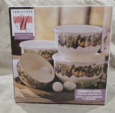 NEW Tabletops Unlimited Kensington Garden 8 Pc Mixing Bowl Set With Plastic Lid picture
