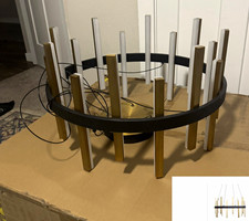 Modern Forms 24in 16-Light LED Drum Chandelier Black/Aged Brass PD-87924-BK/AB picture