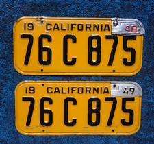 1947 1948 1949 CALIFORNIA License Plate Plates PAIR / SET - DMV CLEAR picture