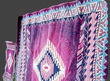 2pc Vintage Southwestern Rug Set Pink Purple Woven Aztec Area Rug & Accent Mat picture