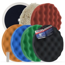 Waffle Foam & Wool Buffing & Polishing Pad Kit w/ 6 - 8