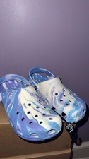 Crocs Classic Marble Clog Kids US 9 Blue Purple White Lightweight Slip-On picture