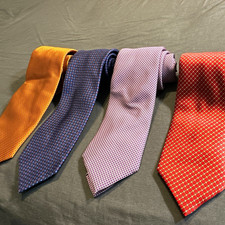 Brioni Men’s 4pc Silk Geometric Tie Lot Multicolor Logo Standard/Classic picture