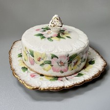 Vtg Royal Stafford Syringa Covered Butter Dish Bone China Gold Gilt England picture
