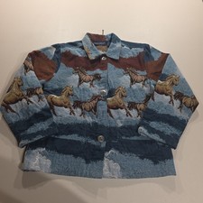 VINTAGE Jane Ashley Horse Jacket Medium Southwestern  picture