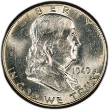 1949-P PCGS AU58 Franklin Half Dollar w/ Blast White Surfaces & Nice Bell Lines picture