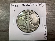 1942 S Walking Liberty Silver Half Dollar in Fine Condition US Coin 12132463tu picture