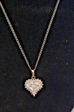 Zales 925 Sterling Silver Necklace with White Sapphire Heart Pendant 16