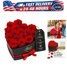 Preserved Red Roses 16 Forever Roses in Heart Gift Box GLAMOUR BOUTIQUE picture
