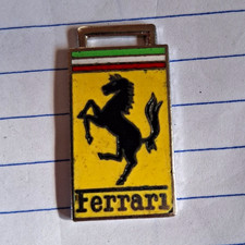 1960 Ferrari Prancing Horse Logo Yellow Metal Keychain/Key Fob Made in England picture
