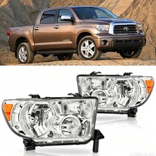 Pair LH+RH Headlights Set with Level Adjuster Fits 2007-2013 Toyota Tundra picture