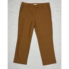 LOFT The Riviera Slim Cotton Linen Blend Ankle Trousers – Tan/Camel – Size 10 picture