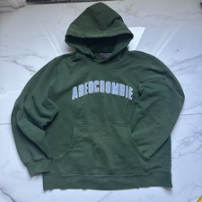 Abrecrombie & Fitch Men's vintage logo green hoodie size large picture