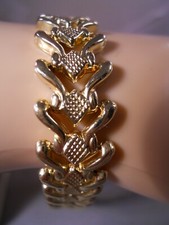 HEAVY AURAFIN  14K YELLOW GOLD FANCY SHAPES CHAIN LINK BRACELET 7 1/4