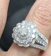 Deal2.00CTW Genuine Solitaire Diamond Halo Ladies Engagement Ring 14K White Gold picture