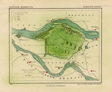 ANTIQUE MAP-NETHERLANDS-BRAKEL-GELDERLAND-KUYPER-1865 picture