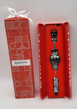Swatch LOVE WALL SUOB125 New Gent Black White Swiss Quartz Watch 41mm picture