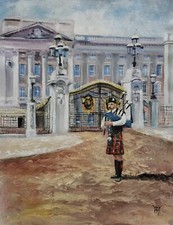 YARY DLUHOS London England City Buckingham Palace Queen Original Oil Painting picture