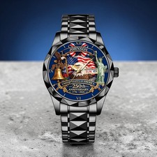 Custom USA 250th Anniversary Luxury Watch Patriotic Timepiece Independence Gift picture