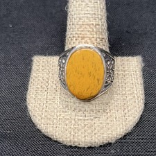 Men’s Silver Ring Size 12 Natural Tiger Eye Gemstone Men's Ring picture