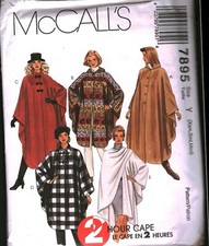 7895 Vintage McCalls SEWING Pattern Misses 90s Front Buttoned Cape Poncho UNCUT picture