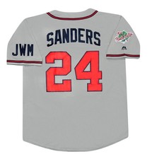 Deion Sanders 1991 Atlanta Braves Grey Road Men's World Series Jersey (L-XL) picture