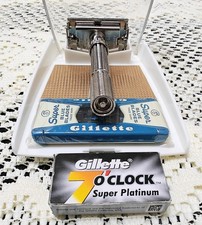 Vintage 1963 i-1 Gillette Slim Adjustable DE Safety Razor w/original blades picture