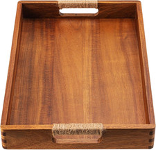 16.5 X 12 Inches Acacia Wood Serving Tray, Large Wooden Food Trays picture