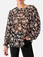 🐢NWT Sanctuary Black Sheer Blouse with Blush Floral Print picture