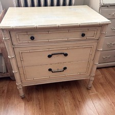 Vintage Thomasville Faux Bamboo 3-Drawer Nightstand | Hollywood Regency | 1968 picture