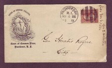 Gen HORATIO ROGERS 1886 ILLUS Cover RI COURT #210 FANCY CANCEL HISTORICAL IMPORT picture