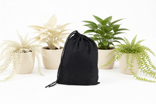 CharkaBags - 5 x 7 Inches Black Single Drawstring Reusable Washable Muslin Bags picture