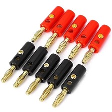 10pcs 4mm Gold Plated Banana Plugs - Screw-Fixed Speaker Wire Audio Connectors picture