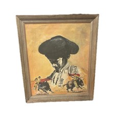 Vintage Alberto Galindo Signed Oil Painting - Matador Manolete Bullfighting Art picture
