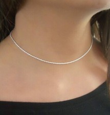 Chocker Necklace Solid 925 Sterling Silver 14 Inch Ladies Chain Jewelry Gift  picture