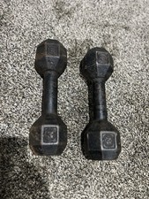 Two Vintage MARCY 20 lb Barbells Octagonal Dumbbells Weights Rare - Pineapple picture