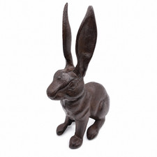 Cast Iron Belgian Hare Rabbit Statue Rustic Farmhouse Garden Decor Choose Color picture