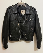 Vintage A.M.I. London Black Leather Motorcycle Jacket - Size 36 Excellent Vtg picture