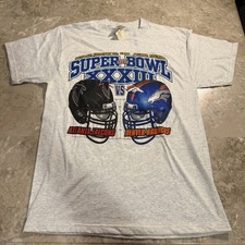 Vintage 1999 Super Bowl XXXIII T-Shirt Falcons vs Broncos Tultex Tag Size L picture