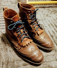 Allen Edmonds- Long Branch Brown Wingtip Ankle Boots USA 10 1/2 Size 10.5  picture