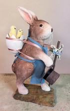RARE Bethany Lowe Vintage Folk Art Large Velveteen Rabbit Carrying Chicks 18