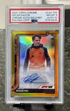 2025 Topps Chrome F1 Oscar Piastri Gold Refractor Auto /50 PSA 8 Auto 10 McLaren picture