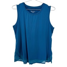 ATHLETA Cadence Sheer Mesh Hem Performance Tank Top • Medium • teal blue picture